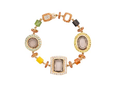 Arpege Smokey Topaz, Diamond, Multicolor Stone Boho Glam Bracelet Online now