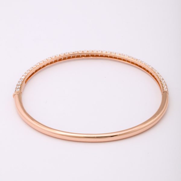 Diamond and Rose Gold Oval Bangle Bracelet Fashion