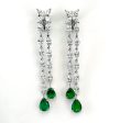 Marquise Diamond and Emerald Sweep Platinum Chandelier Earrings For Cheap