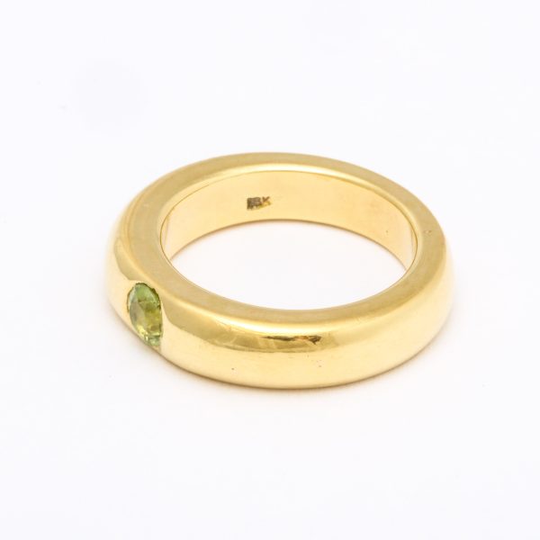 Peridot + 18K Yellow Gold Gypsy Ring Online Sale