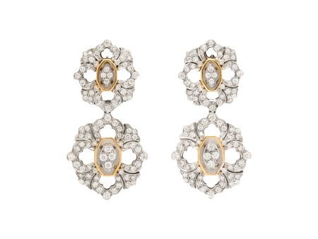 Filigree Snowflake Diamond Earrings For Sale