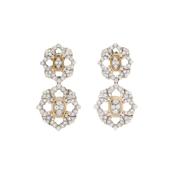 Filigree Snowflake Diamond Earrings For Sale