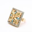 Square Arabesque Multi-Color Gem Stone + Diamond Cocktail Ring Hot on Sale