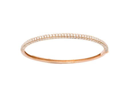 Diamond and Rose Gold Oval Bangle Bracelet Fashion