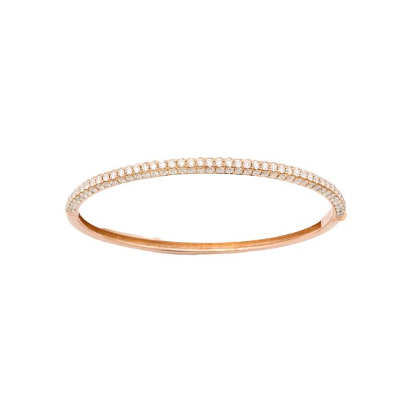 Diamond and Rose Gold Oval Bangle Bracelet Fashion