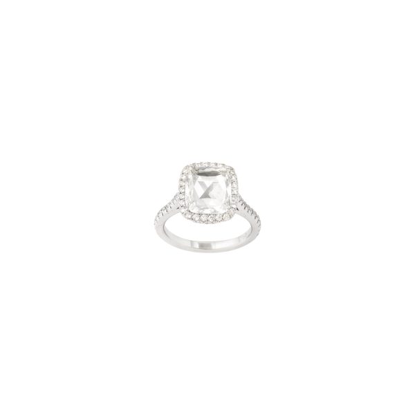 Cushion Shape Rose-Cut Diamond Solitaire Ring Cheap