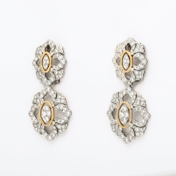 Filigree Snowflake Diamond Earrings For Sale