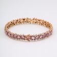 Pink Sapphire, Diamond, and Jagged White Gold Stack Bracelet For Sale