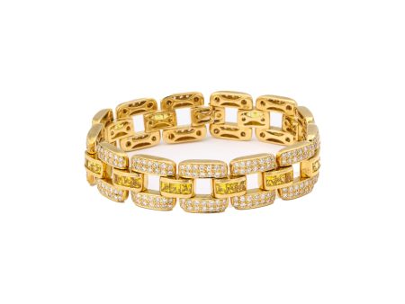 Gold and Diamond Fancy Link and Yellow Sapphire Bracelet Online Hot Sale