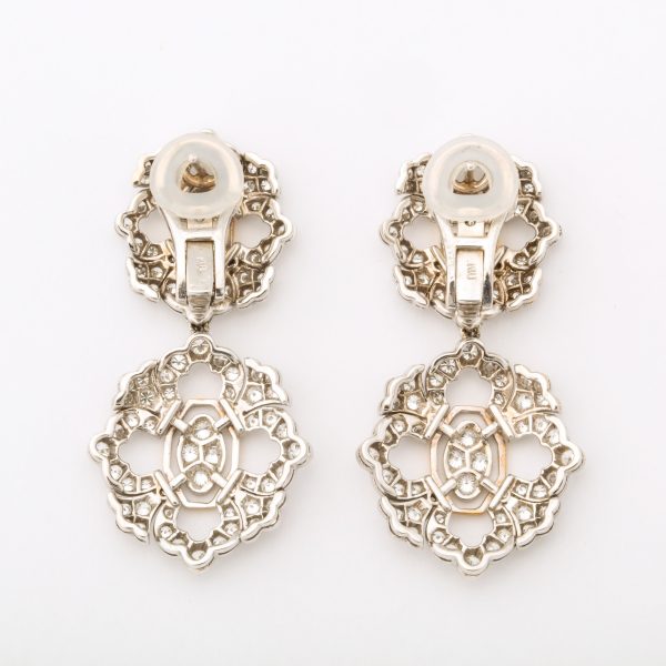 Filigree Snowflake Diamond Earrings For Sale