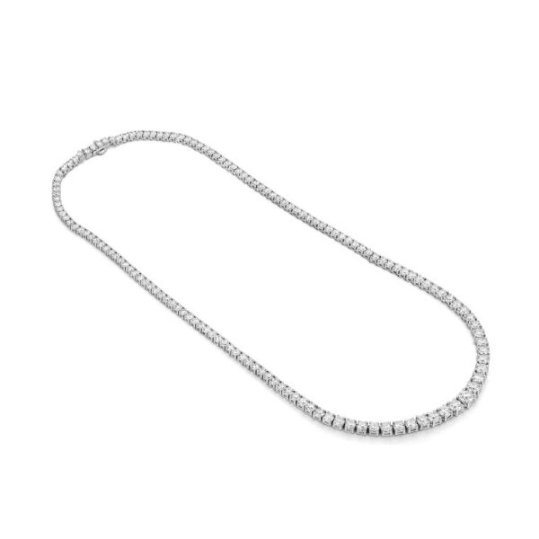 White Gold Graduated Prong Riviere Diamond Necklace For Discount