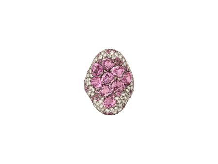 Pink Heart Sapphire + Diamond Saddle Ring Supply