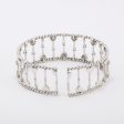 White Gold Cable and Diamond Cuff Bracelet For Cheap