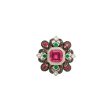 Emerald, Black Diamond, and Pink Tourmaline Shield Ring Online now