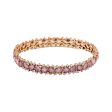 Pink Sapphire, Diamond, and Jagged White Gold Stack Bracelet For Sale