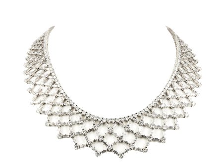 Articulating Platinum and Diamond Baguette Collar Necklace For Discount