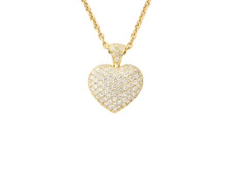 Yellow Gold + Diamond Bombe Heart Pendant and Chain Online Sale