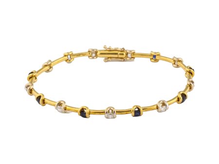 Sapphire, Diamond, and Gold Filament Stack Bracelet Fashion