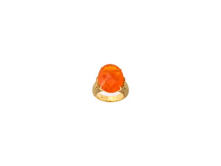 Mexican Fire Opal + Intense Yellow Diamond Cocktail Ring Discount