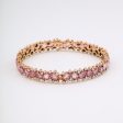 Pink Sapphire, Diamond, and Jagged White Gold Stack Bracelet For Sale