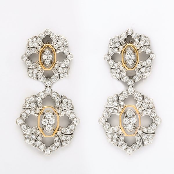 Filigree Snowflake Diamond Earrings For Sale