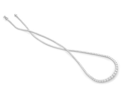 White Gold Graduated Illusion Riviere Diamond Necklace For Cheap