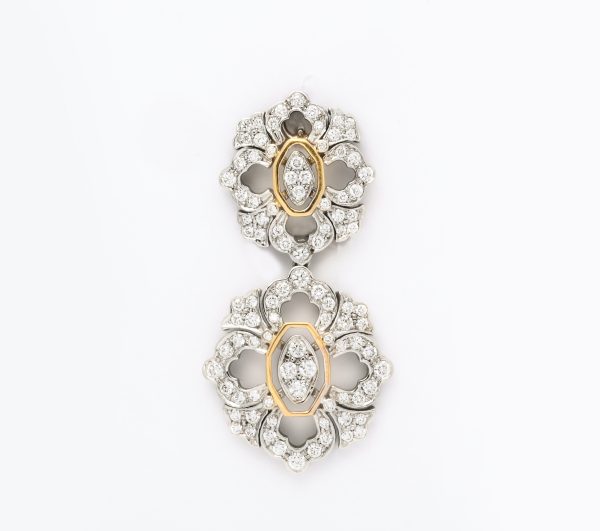 Filigree Snowflake Diamond Earrings For Sale