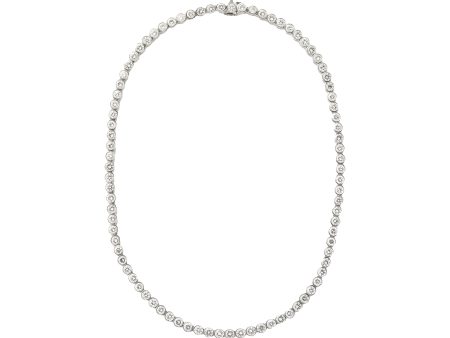 White Gold + Diamond Tennis Necklace For Discount