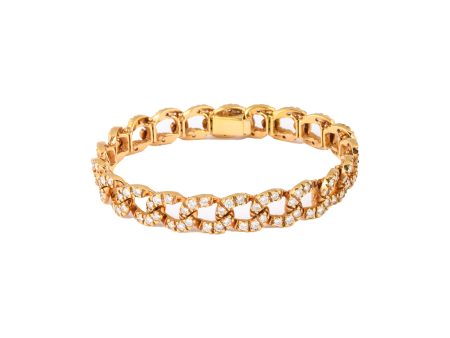 Diamond and Rose Color Gold Curb Link Bracelet on Sale