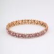 Pink Sapphire, Diamond, and Jagged White Gold Stack Bracelet For Sale