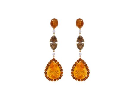 Citrine, Green, and Yellow Tourmaline, and Diamond Pendulum Earrings Supply