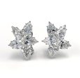 Platinum Free-Form Cluster Diamond Earrings Hot on Sale