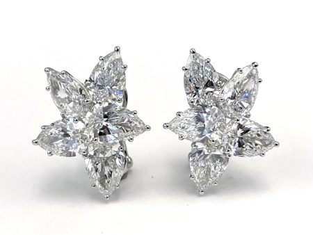 Platinum Free-Form Cluster Diamond Earrings Hot on Sale