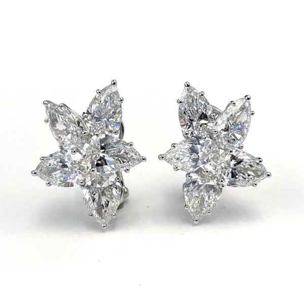 Platinum Free-Form Cluster Diamond Earrings Hot on Sale