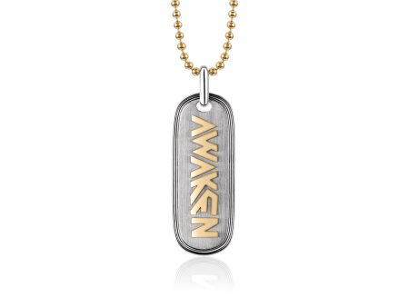 Silver Tag with Yellow Gold Awaken and Yellow Gold plated Chain Online Sale