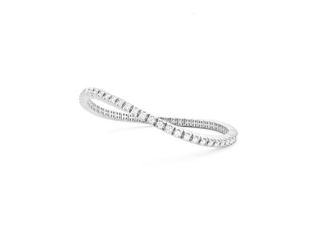 White Gold + Diamond Stretch Tennis Bracelet on Sale