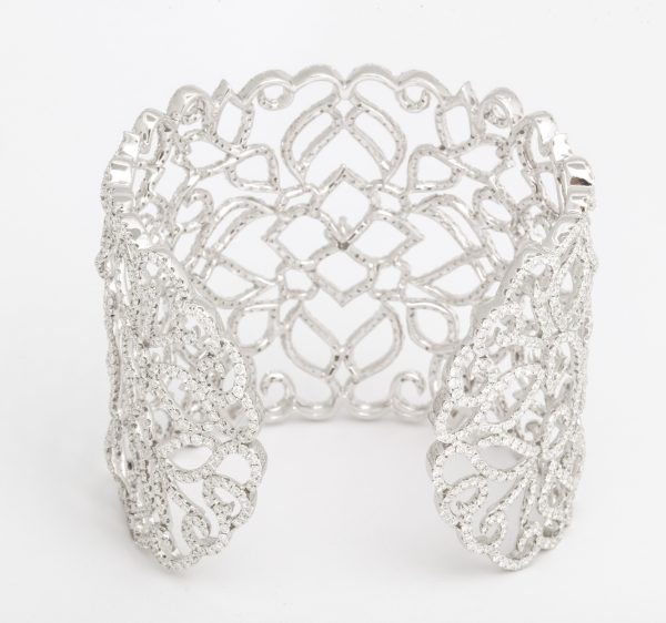 White Gold and Diamond Lace Cuff Bracelet Online