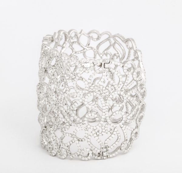 White Gold and Diamond Lace Cuff Bracelet Online