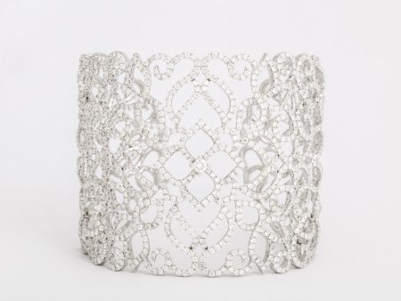 White Gold and Diamond Lace Cuff Bracelet Online