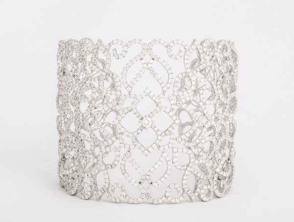 White Gold and Diamond Lace Cuff Bracelet Online